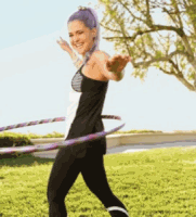 Kelly Osbourne enjoying her hooping workout.