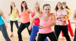 Group of women doing of an exercise class.