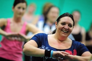 Women at an organised group class.